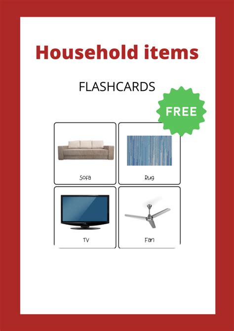 flashcards household items words speech therapy