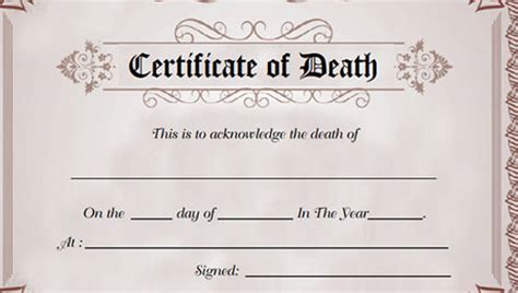 Certificate Of Death Template