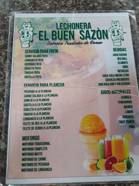 Menu At Lechonera El Buen Sazon Restaurant Bonao