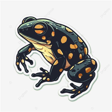 Black Frog Sticker With Orange Spots On His Back Clipart Vector Poison