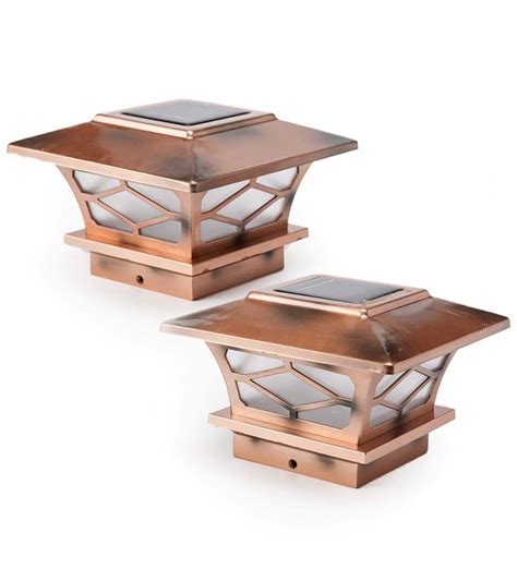 🔥Plow Hearth Classic Mission Style Solar Light Post Caps, Set of 2 - Copper 56487 - CT-03-s