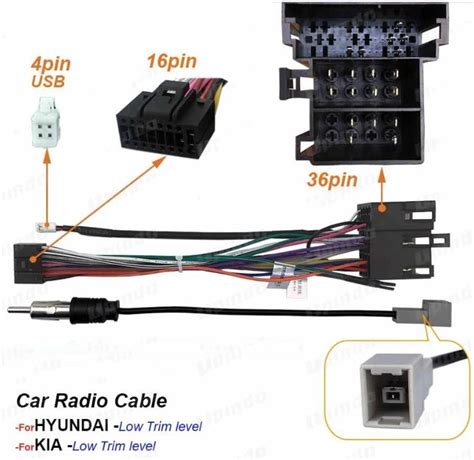 Car Radio Android 16 Pin Power Wire Harness Adapter For Hyundai Elantra