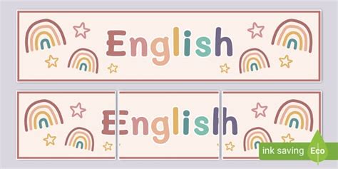 Muted Rainbow English Banner Teacher Made Twinkl