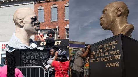 George Floyd Statue Is Vandalised With Supremacist Logo, Less Than A ...