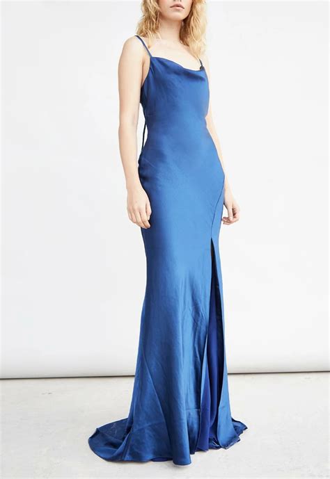 True Decadence Navy Satin Slip Maxi Dress