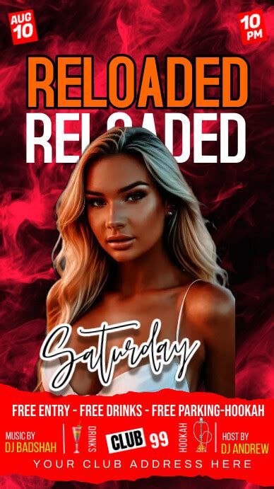 Red Maximalist Reloaded Saturday Night Club P Template Postermywall