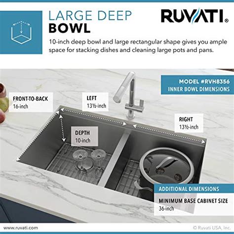 Ruvati Inch Workstation Double Bowl Undermount Gauge