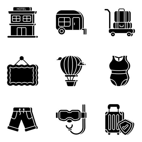 Premium Vector | Pack of travel and fun solid icons