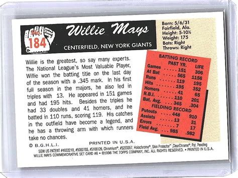 Topps Willie Mays Commemorative Refractors Bowman Willie