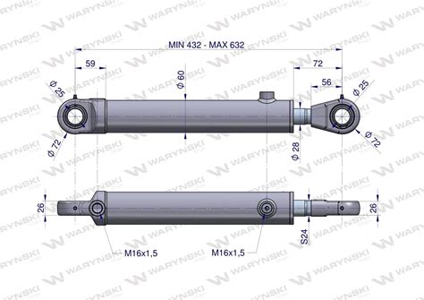 Cylinder hydrauliczny siłownik dwustronny wspomagania CJF 50 28 200Z