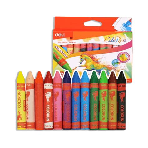 Deli 12 Colors Jumbo Size Wax Crayon Set Freeshop