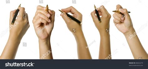 Set Woman Hands Holding Pen Isolated Stock Photo Edit Now 80602279