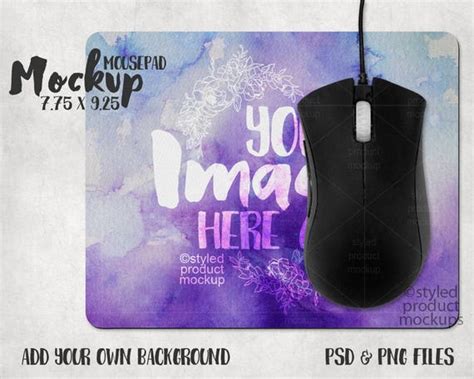 Rectangle 7 75 X 9 25 Mousepad Mockup Template Add Your Own