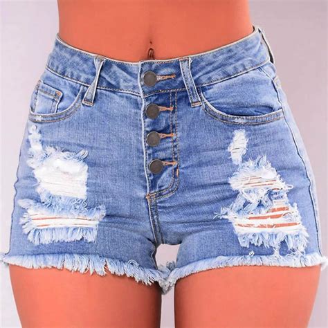 New Womens Shorts Summer Shorts Polyester Ripped Women Slim Washed Ripped Hole Short Mini Jeans