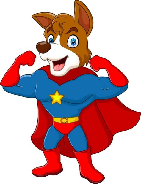 Premium Vector Cartoon Superhero Dog Posing Isolated On White Background