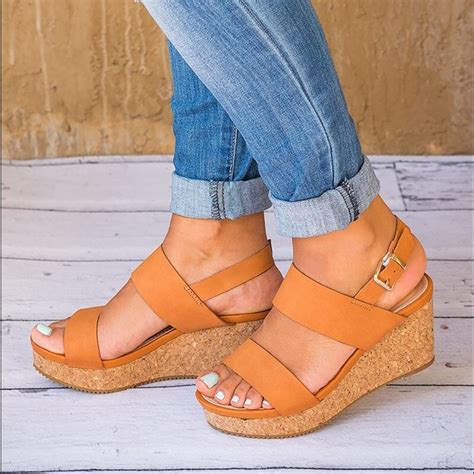 Sunnymia Shoes Sale Double Strap Tan Wedge Sandalsariel Poshmark