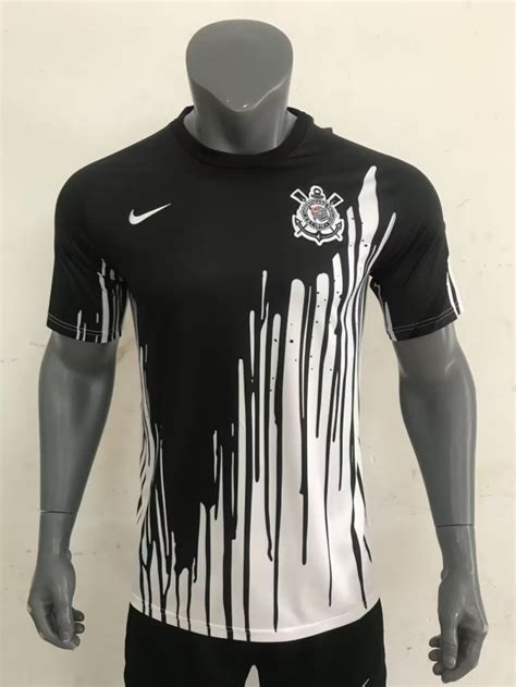 Corinthian Black White Thailand Training Soccer Jersey