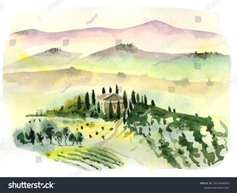 1,479 Watercolor Tuscany Landscape Images, Stock Photos, 3D objects ...