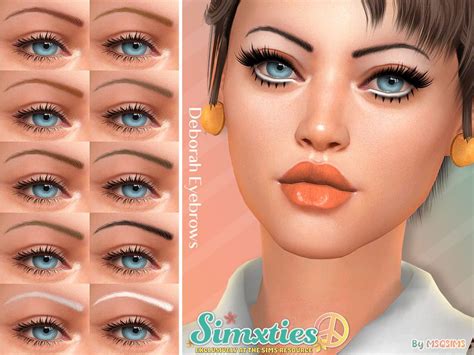 Msqsims Simxties Deborah Eyebrows Sims 4 Makeup Cc Thin Eyebrows