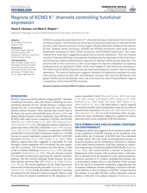 PDF Regions Of KCNQ K Channels Controlling Functional Expression