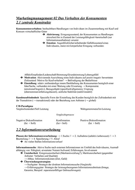 Marketingmanagement 02 Verhalten Der Konsumenten Marketingmanagement