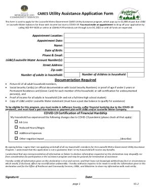 Fillable Online CARES Utility Assistance Application Form Fax Email