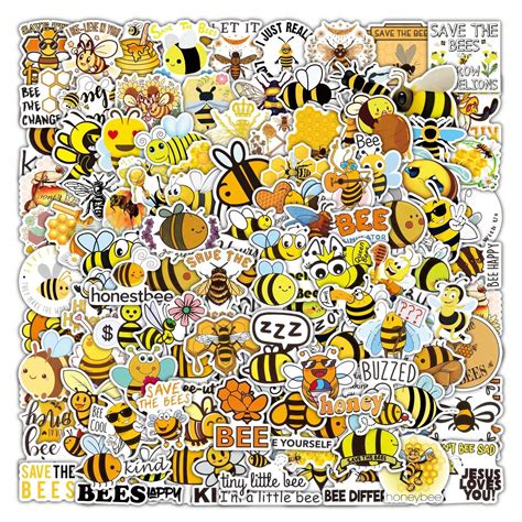 100PCS Cute bee Stickers Vinyl Waterproof Stickers for Scrapbook ...