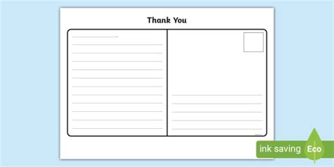 Thank You Postcard Template Teacher Made