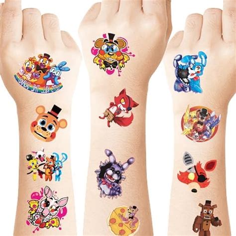 144 Pcs Five Nights Freddy Tattoo Stickers Party Favor Waterproof Temporary Tattoo