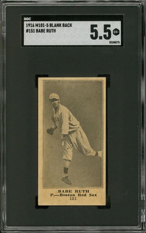 Lot Detail - 1916 M101-5 Blank Back #151 Babe Ruth Rookie Card – SGC ...