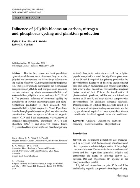 (PDF) Jellyfish Blooms: Causes, Consequences, and Recent Advances