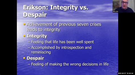 Erikson Integrity Vs Despair Explained Youtube