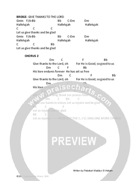 Give Thanks To The Lord Chords PDF (Rebekah Maddux El-Hakam) - PraiseCharts