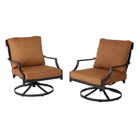 Hampton Bay Oak Heights Motion Patio Lounge Chairs with Cashew Cushions ...