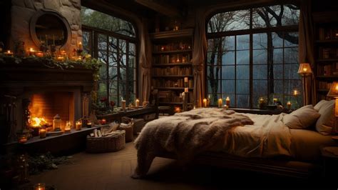 Beat Insomnia With Soothing Rain Sound In Cozy Cabin Cozy Bedroom