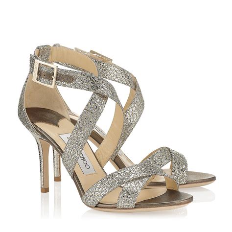 Champagne Glitter Fabric Sandals Louise Spring Summer 2014 Jimmy