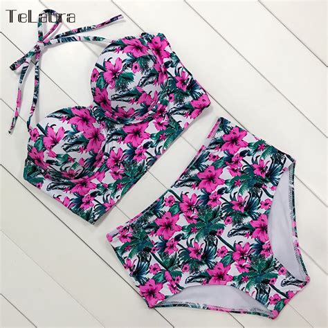FREE SHIPPING Sexy Floral Print High Waist Push Up Bikini Set JKP1775 Allkpop Shop
