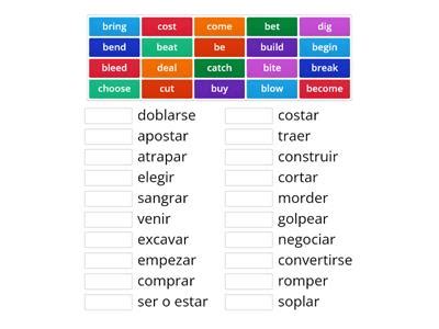 Verbos Juegos irregulares Recursos didácticos