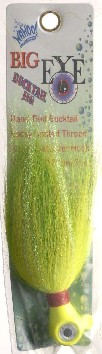 Wahoo Fishing Products Chartreuse Green Big Eye Bucktail Jig 3 Ounce