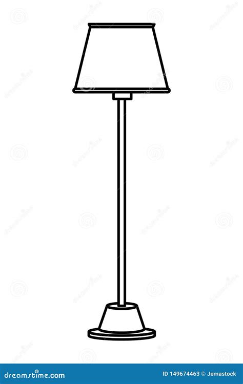 Floor Lamp Icon Cartoon Isolated Black And White Stock Vector