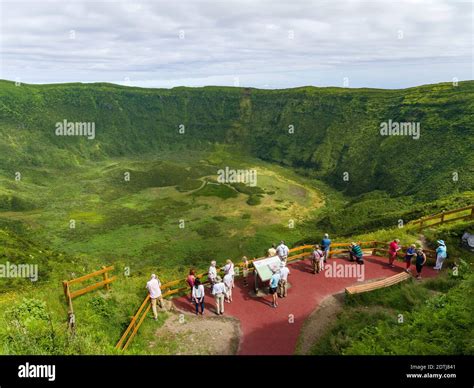 The Caldera Of Faial At Cabeco Gordo Visitors At A Viewpoint Faial