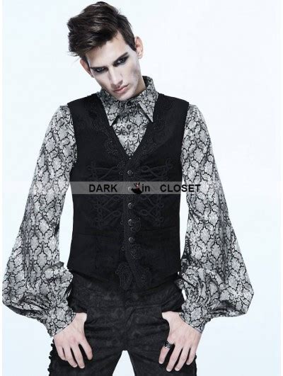 Devil Fashion Black Gothic Retro Lace Waistcoat For Men