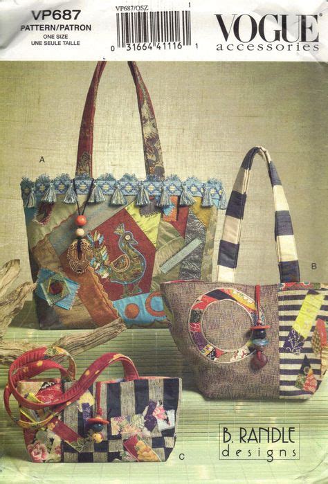 Vogue Sewing Pattern Handbag Accessories Purse Pocketbook Tote Bag Easy