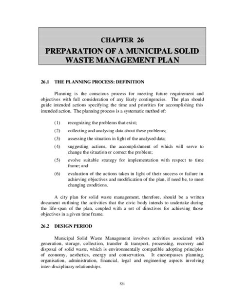 Pdf Preparation Of A Municipal Solid Waste Management Plan 261 The