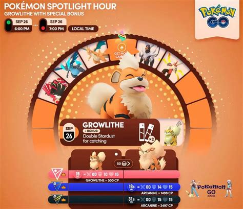 Growlithe Spotlight Hour In September Pok Mon Go Name