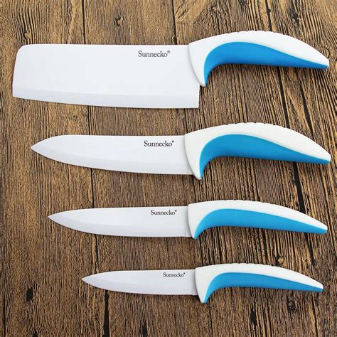 Sunnecko Ceramice Pcs Kitchen Knife Set Pp Tpr Coating Handle Soft