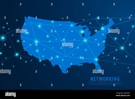 Conexión de red azul de fondo mapa de EE UU vector la ilustración