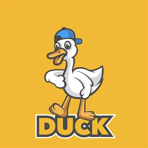 Pato Con Gorra Azul En La Cabeza Vector Premium