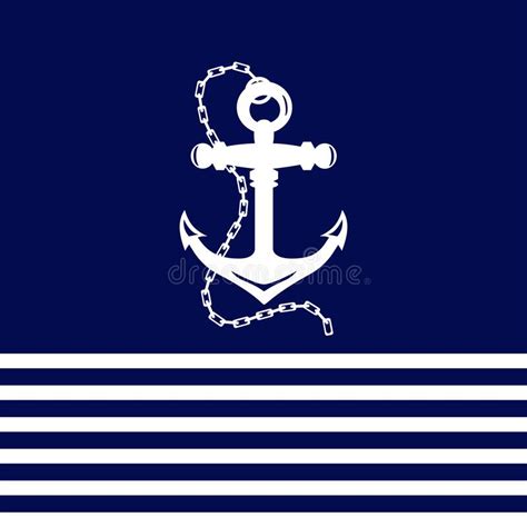 Navy And White Anchor And Chain Stock Illustration Illustration Of