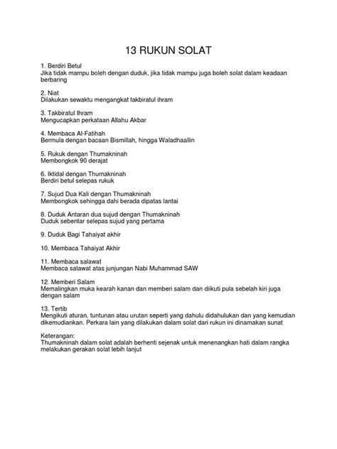 13 Rukun Solat Pdf